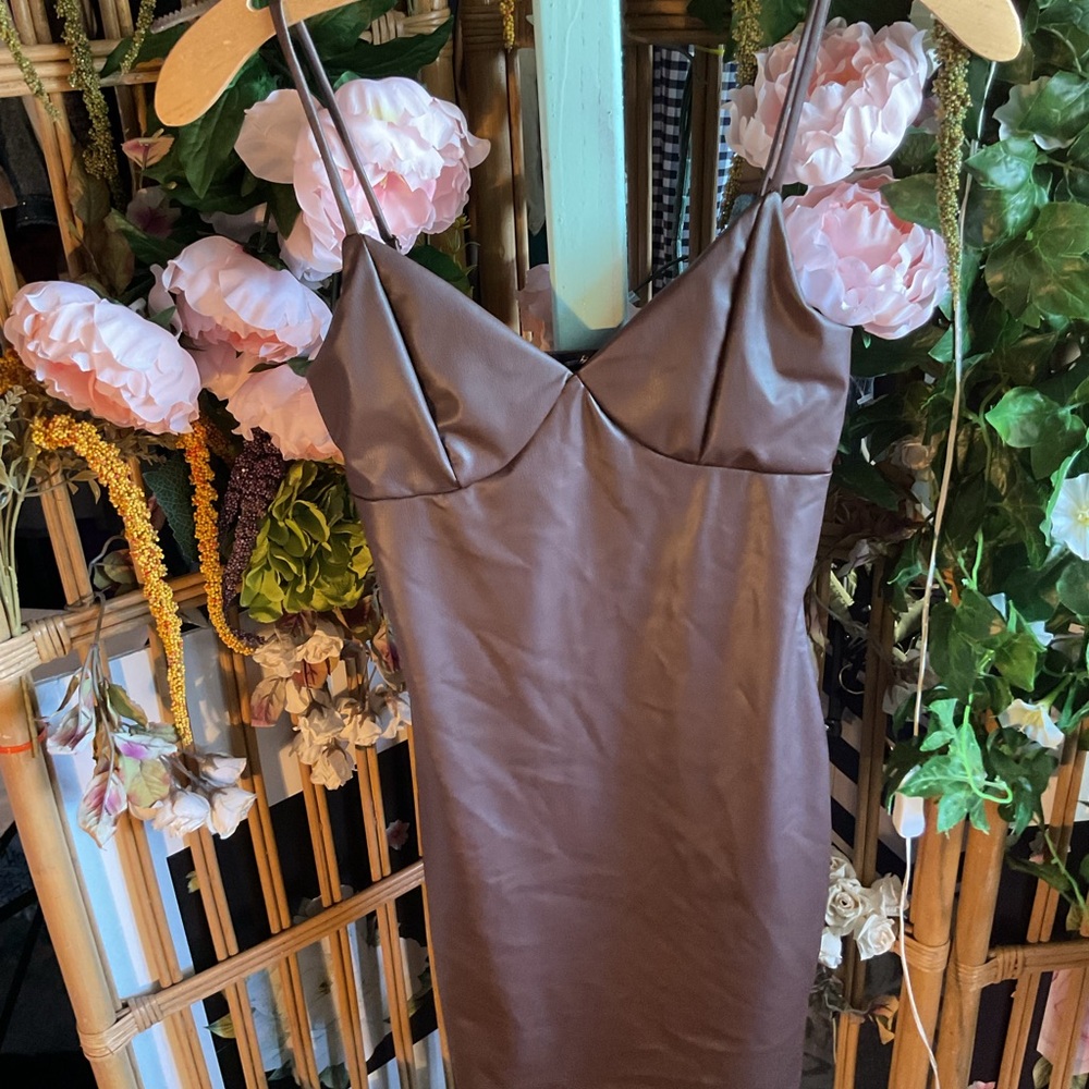 Ambiance Chocolate Faux Leather Dress